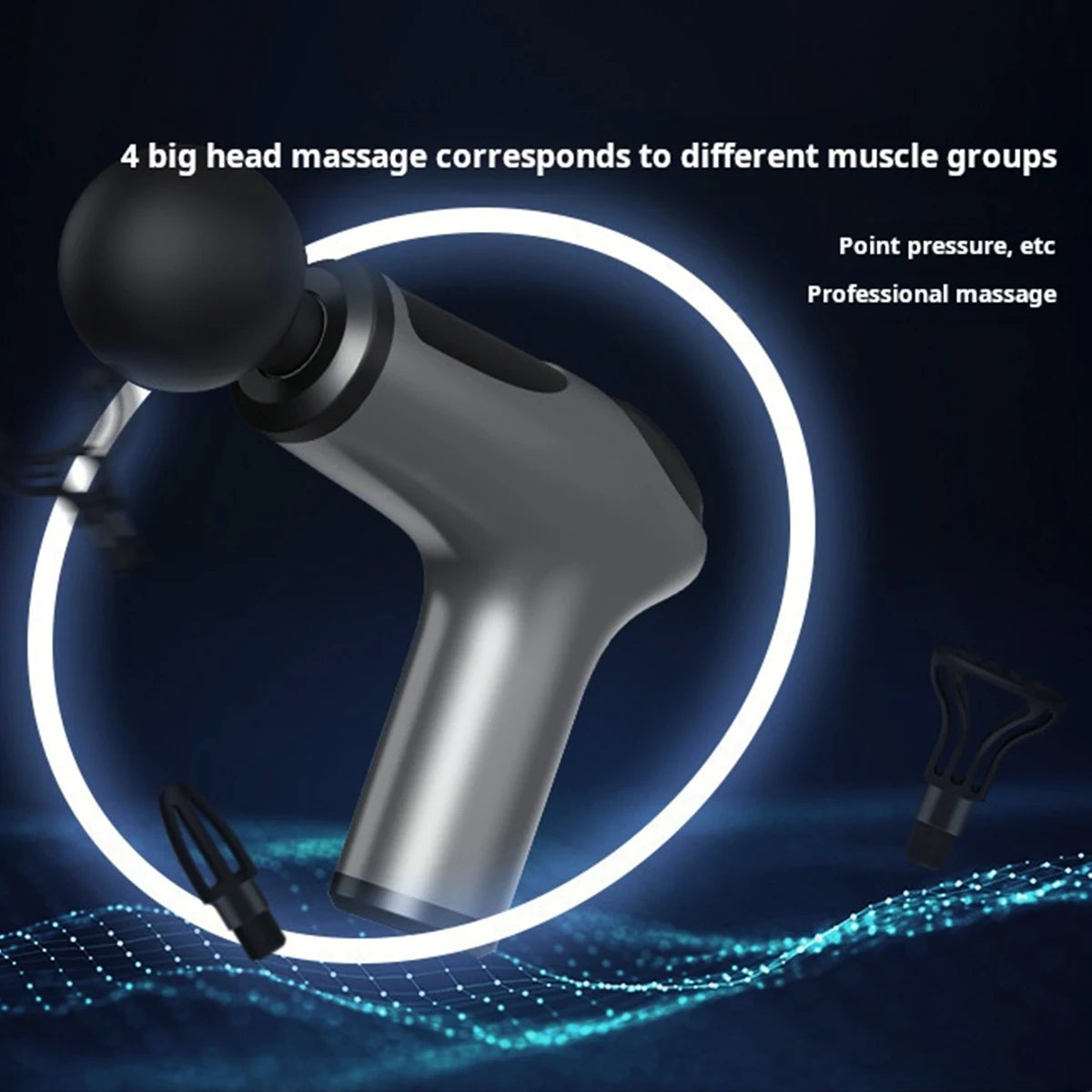 Deep Tissue Massage Gun — 32 Speeds, 4 Heads, LCD Display