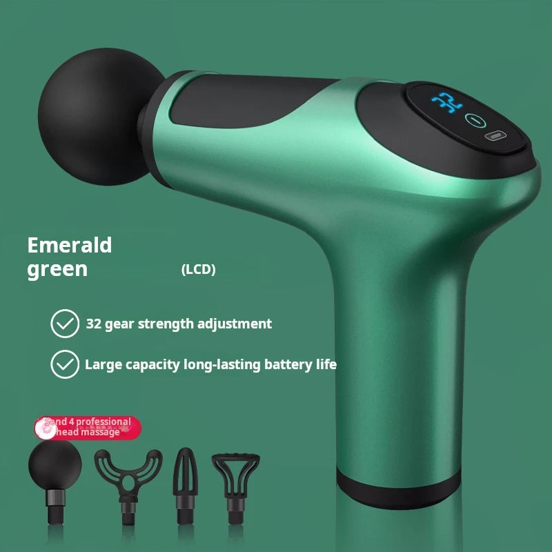 Deep Tissue Massage Gun — 32 Speeds, 4 Heads, LCD Display
