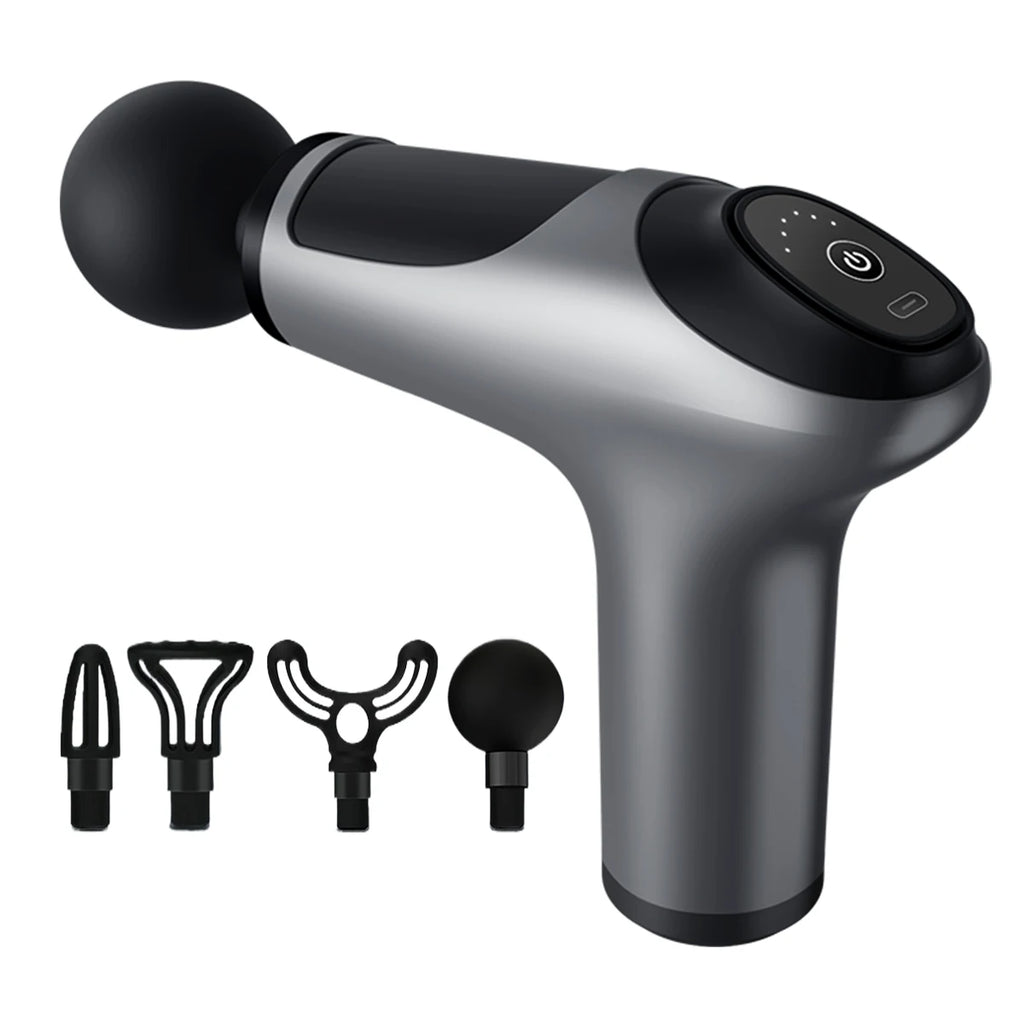 Deep Tissue Massage Gun — 32 Speeds, 4 Heads, LCD Display