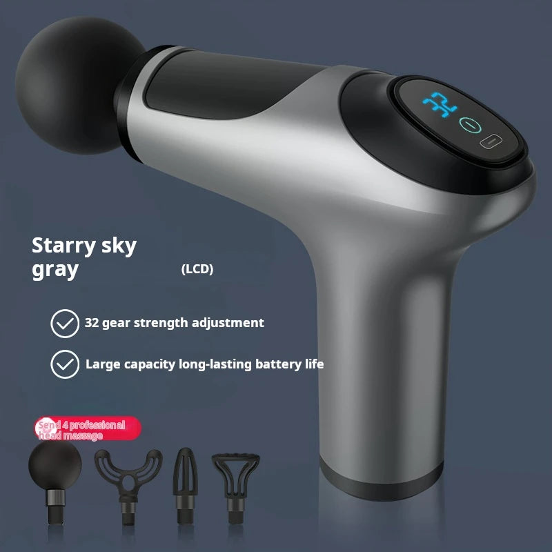 Deep Tissue Massage Gun — 32 Speeds, 4 Heads, LCD Display